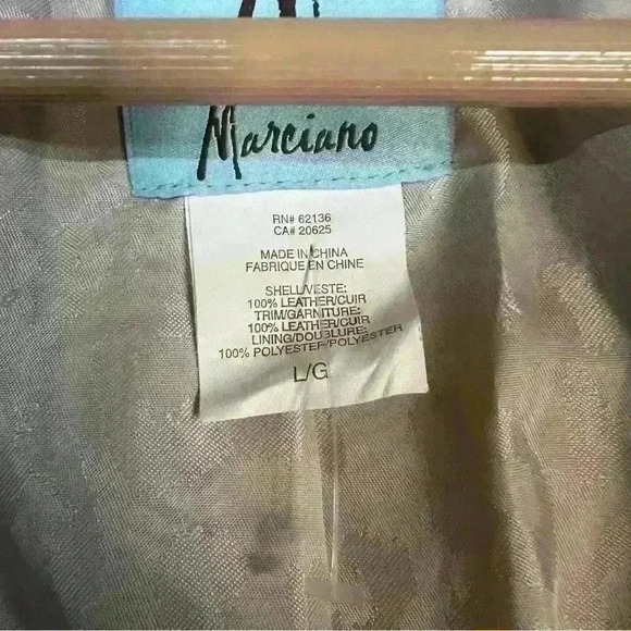 RARE Vintage Marciano Cream Leather Coat Size L - Picture 9 of 12